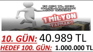 10. GÜN - 100 GÜNDE 15 BİN TL' DEN BAŞLAYIP MİLYONER OLMAK!!! - 100 GÜNDE PORTFÖYÜ 1 MİLYON YAPMAK!!