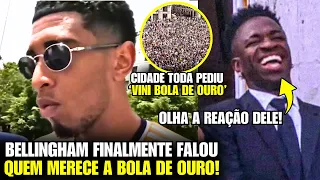 🚨 OLHA A REAÇÃO DO VINI ao recado do BELLINGHAM e aos PEDIDOS DE BOLA DE OURO DA TORCIDA!