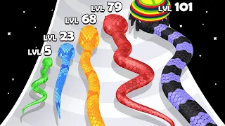 SNAKE RUN RACE: Level Up Snake Color 3D, Number Games (All Levels)