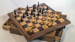 End grain chess board with drawers