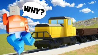 We TRICKED People to Help Us STOP THE LEGO TRAIN in Brick Rigs Multiplayer!