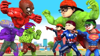 Baby Nick transform giant Nickhulk vs Team giant Zombie rescue team hero - Scary Teacher 3d Story