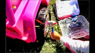 Kids Driving Power Wheel Ride on Cars Kids Pretend Play Drive Power Wheel Trucks and Pink Barbie Car