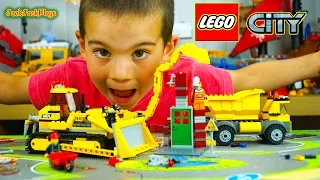 Lego Construction Truck Unboxing! | Toy Bulldozer Time Lapse Build & Pretend Play | JackJackPlays