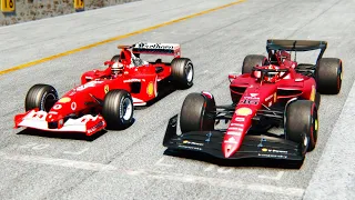 Ferrari F1 2022 F1-75 vs Ferrari F1 2002 at Hungaroring