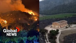 Italy wildfires: Drone video shows tourist destinations left devastated by fires