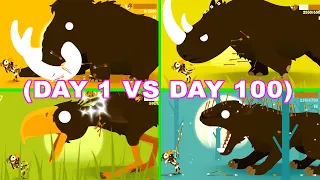 Big Hunter All Bosses Day 1 Vs Day 100 (Mammoth, Rhino, Terror Bird, Smilodo) for Android and iOS.