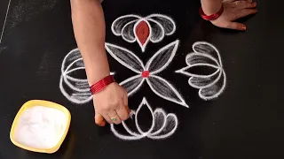 simple and easy lotus kolam || daily muggulu || easy rangoli design