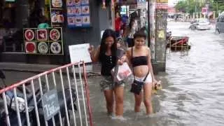 Pattaya Beach Thailand Most Amazing Fail Compilations 2015  Sexy Bargirls trudge Floods to Work