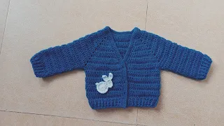 easy v-neck baby cardigan for (0 to 24 months)(subtitles available)