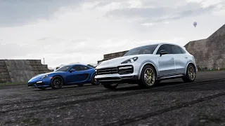 Forza Horizon 5 Drag Race - Porsche Cayman GTS vs Porsche Cayenne Turbo '18