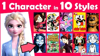 Draw Elsa in 10 Art Styles Swap Challenge | Draw 1 Character in 10 Art Styles New eBook Release