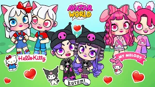 MY MELODY, KUROMI, HELLO KITTY Got Married! Rich And Broke Couple in Avatar World! Toca Life Story