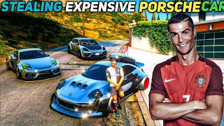 Gta 5 - Stealing Expensive Silver Porsche Cars With Cristiano Ronaldo! (Real Life Cars #7)