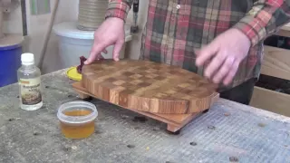 End grain cutting board care and maintenance:  the use of mineral oil and beeswax