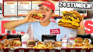 24 STUNDEN NUR BEI FIVE GUYS ESSEN🥤🍔(EXTREME FAST FOOD CHALLENGE!🤯)