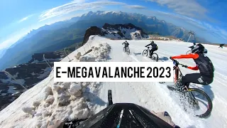 Megavalanche 2023; 8th e-bike; slushy snow, burly bikes + crazy racing! High speed electric madness
