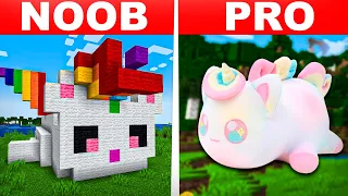 Aphmau Voice Actor Builds Rainbow Unicorn MeeMeow in Minecraft! Noob vs Pro