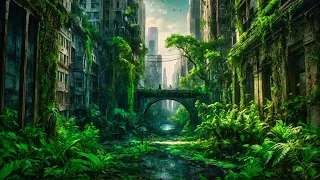 Nature's Reclamation: Post-Apocalyptic Overgrown City Ambience