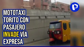 ¡El colmo!: Mototaxi invade la vía Expresa en San Borja