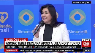 Simone Tebet declara seu apoio no segundo turno