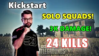 LG Kickstart - 24 KILLS (3K DAMAGE) - SOLO vs SQUADS! - PUBG