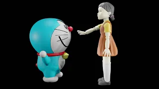 Doremon Meet Squid Game Doll || RED LIGHT, GREEN LIGHT ||123 무궁화 꽃이 피었습니다 #squidgame #game #Doraemon