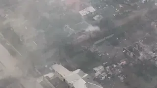 A Ukrainian tank hit a Russian BMP firing through a building, somewhere in Luhansk Oblast.