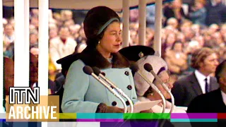 1973: Queen Elizabeth II Unveils Statue of Sir Winston Churchill