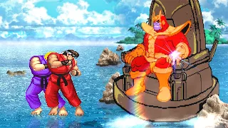 Ryu and Ken fight Thanos (ascended) for the Gauntlet. Epic Battle.