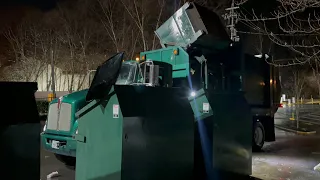 Kenworth G-S Commercial Side Loader Garbage Truck Tackling a Big Dumpster Line