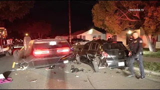Drunk Woman Flips Dodge Challenger, Hits Multiple Parked Cars | Fullerton