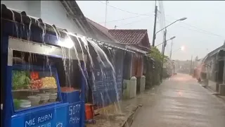 heavy rain in a beautiful Indonesian village, cool for your sleep