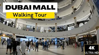 [4K] Dubai Mall Walking Tour | World's biggest mall | Dubai Fountain Show | Dubai Aquarium