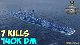 World of WarShips | Brindisi | 7 KILLS | 140K Damage - Replay Gameplay 4K 60 fps