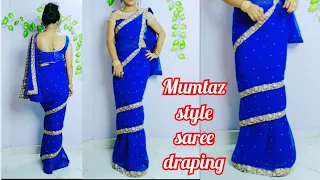 Mumtaz Style saree draping 2021 with New style !! how to wear Mumtaz style saree draping