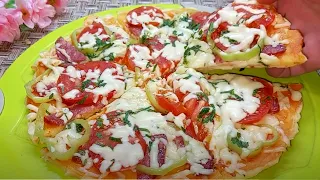 I don't go to a pizzeria. Cooking Delicious Homemade Pizza in a Frying Pan in 5 Minutes.