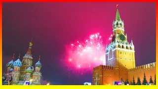 MOSCOW -  the New Year's Eve celebration with the fireworks on the Red Square 2019-2020 - RUSSIA