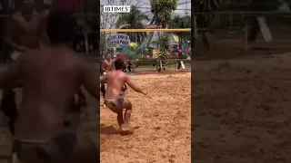 Beach Ballin' with Canine Charm: Solo Volleyball Delight!