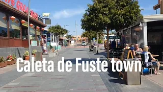 Walk around Caleta de Fuste town center main streets Fuerteventura shops bars restaurants