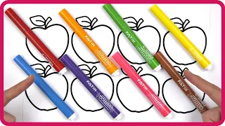 ( Fruits ) Apple and Marker Pencil Coloring / Akn Kids House