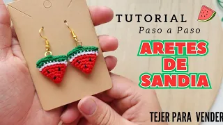 VENDE TANTOS COMO PUEDAS TEJER EN ESTE VERANO 🍉Tutorial paso a paso|Aretes de Sandia a crochet  🍉