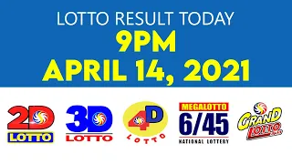 Lotto Result Today April 14 2021 9pm Ez2 Swertres 2D 3D 4D 6/45 6/55 PCSO