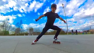 Power slide!  Sliding on inline skates.  Oxelo MF500 free skate.