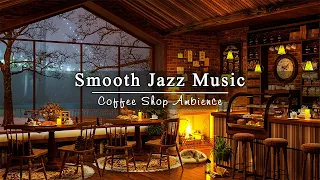 Winter Snow Night Coffee Shop Ambience ☕ Smooth Jazz Music to Relax, Study, Work | Background Music