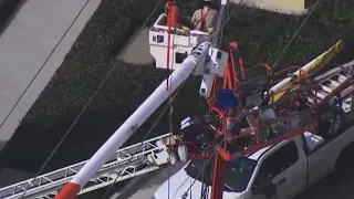 Worker shocked by power lines