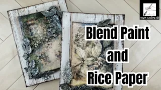 How to BLEND Rice Paper with Paint on a Canvas –DECOUPAGE TUTORIAL