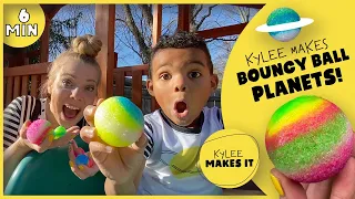 Kylee Makes Bouncy Ball Planets! Create Bouncing Planet Balls & see them bounce! Fun Video for kids
