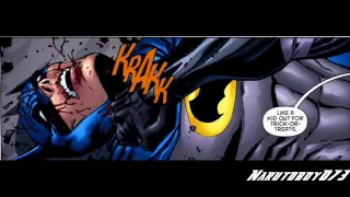 Tim Drake (dressed as Batman) Vs Jason Todd (dressed as Batman) from the comic "Battle For The Cowl"