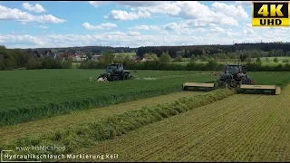 Weidelgras mähen 2021 mit Deutz-Fahr 6190 / 7250 TTV Black Warrior / Krone Easycut B 950